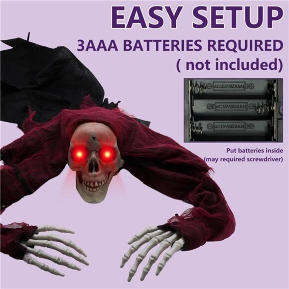 New Halloween Outdoor Decor Animated Groundbreaker Zombie with Flashing Eyes and - Picture 6 of 7